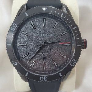 Armani Exchange Enzo Black Silicone Strap Watch